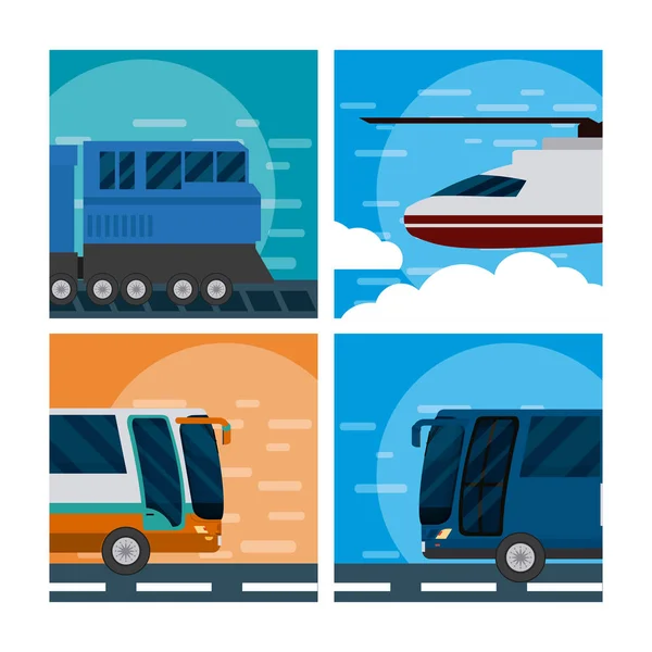 Set of tranport vehicles — Stock Vector
