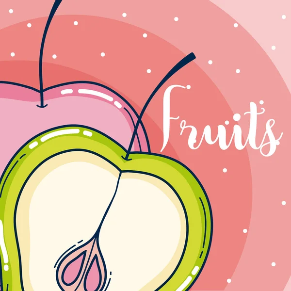 Deliciosas frutas de dibujos animados — Vector de stock