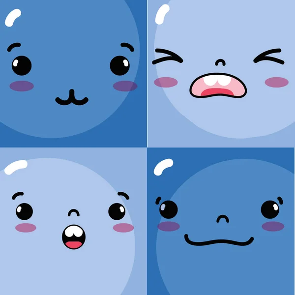Emoties instellen Emoji gezichten tekens pictogrammen — Stockvector