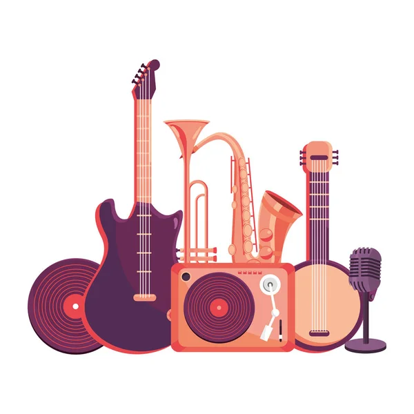 Colección de instrumentos musicales — Vector de stock