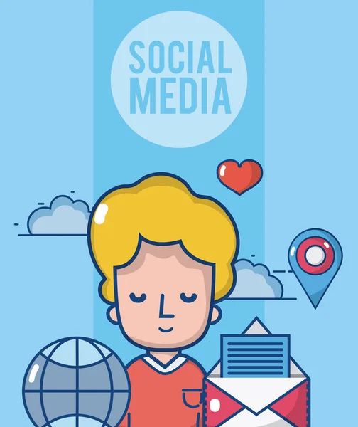 Desenhos animados de mídia social —  Vetores de Stock