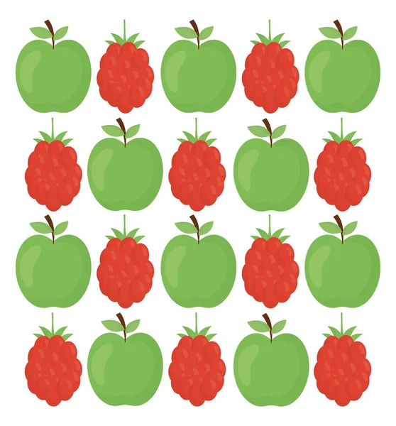 Äpfel und Brombeeren frisches Obst Muster — Stockvektor