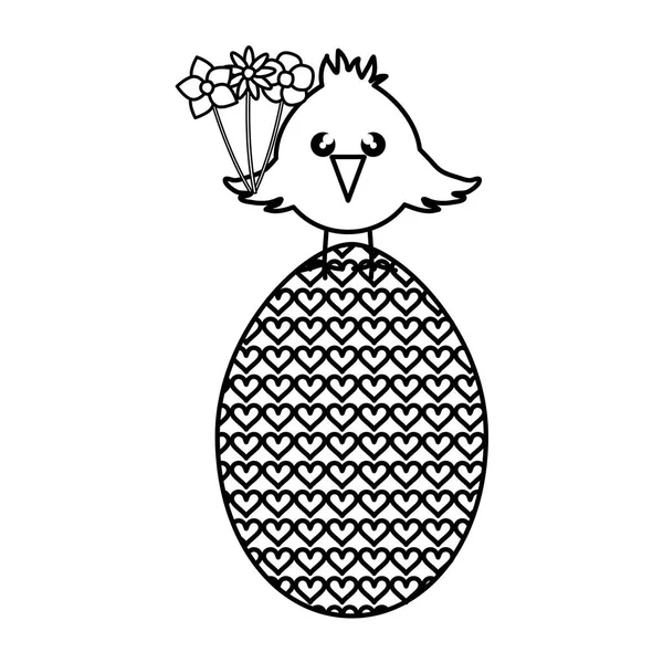 Αυγό ζωγραφισμένο με μικρή γκόμενα Πάσχα γιορτή — Διανυσματικό Αρχείο