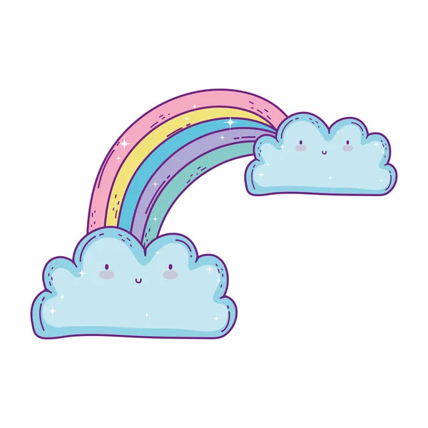 雲と虹可愛い文字 — ストックベクタ