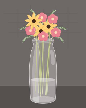 çiçek dekorasyonu ile mason kavanoz cam