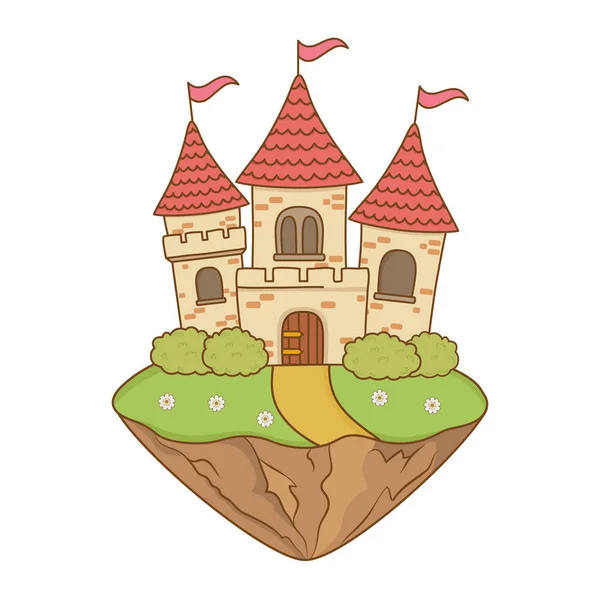 Castillo de cuento de hadas en la escena del paisaje — Vector de stock