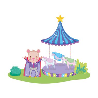 katman ve atlıkarınca ile sevimli sirk ayı