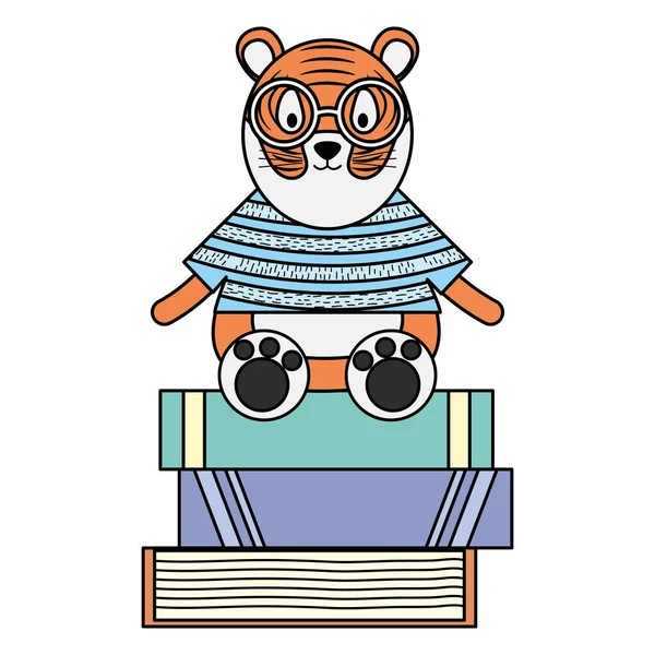 Милий тигр з персонажем книг — стоковий вектор