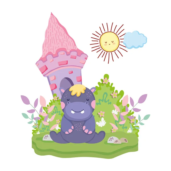 Mignon et petit personnage hippopotame — Image vectorielle