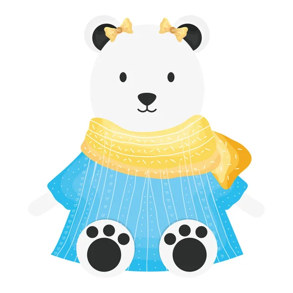 Cute female polar bear childish character — Stock Vector