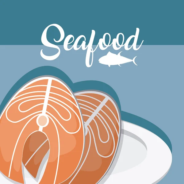 Balıklar taze deniz ürünleri — Stok Vektör