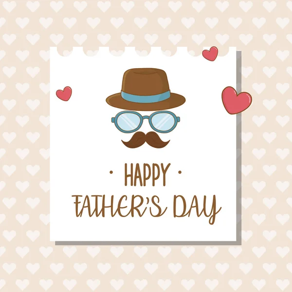 Boldog Apák nap kártya-val bajusz és szemüveg — Stock Vector