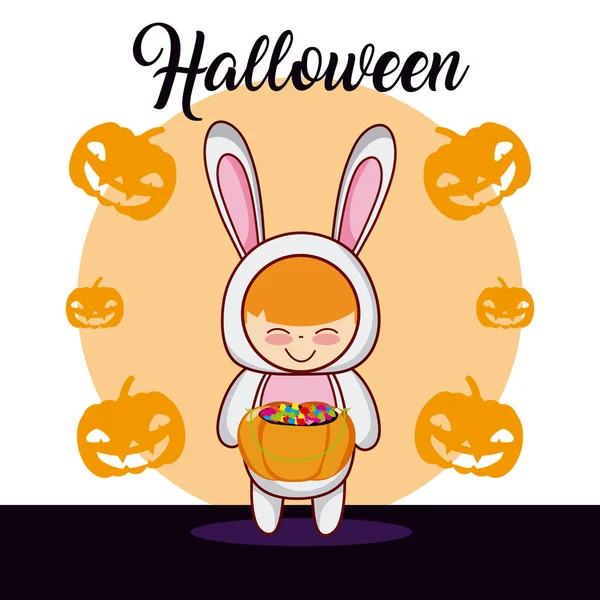 Halloween niño de dibujos animados — Vector de stock