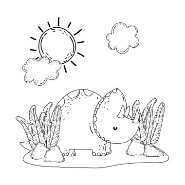 Peyzaj karakteri sevimli Triceratops