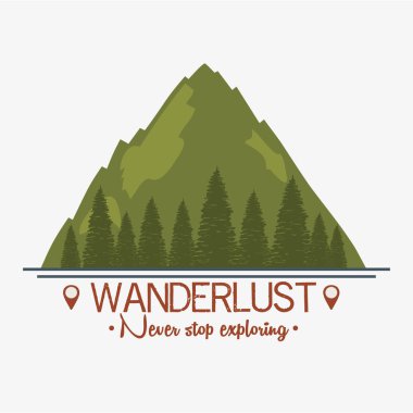 manzara ve orman sahnesi ile wanderlust etiket
