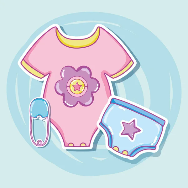 かわいい赤ちゃんの服の漫画 — ストックベクタ