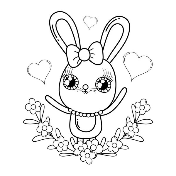 可爱的兔子女孩情人节 — 图库矢量图片