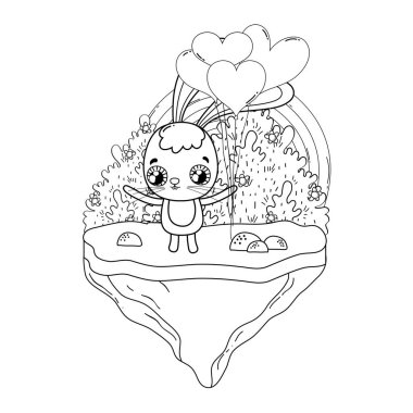 balon helyum Sevgililer günü ile sevimli tavşan