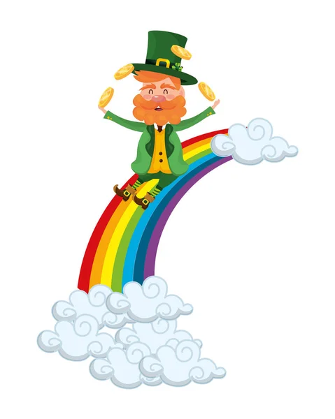 Rainbow leprechaun sliding juggle — Stock Vector