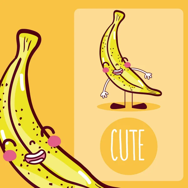 Banana linda historieta — Archivo Imágenes Vectoriales