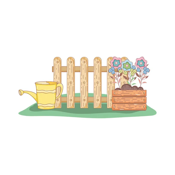 Zahradník sprchový postřik s květinami — Stockový vektor