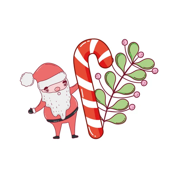 Niedliche Weihnachtsmann mit Zuckerrohr — Stockvektor