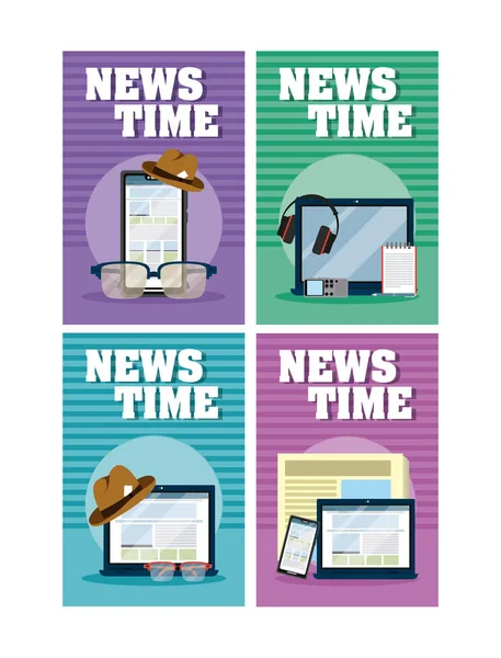 Notizie time card — Vettoriale Stock