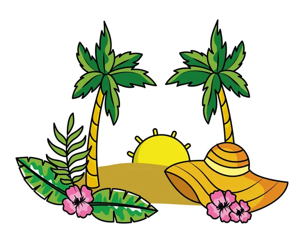 Dibujos animados de verano tropical — Vector de stock