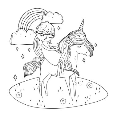 manzara Prenses ile güzel küçük Unicorn