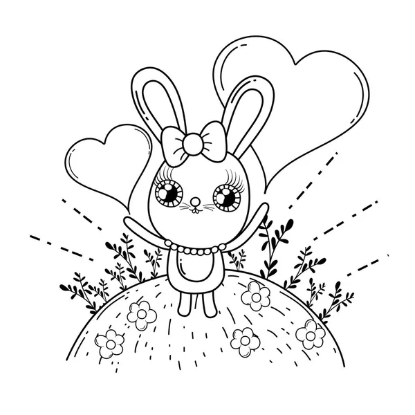 Mignon lapin fille valentines jour — Image vectorielle