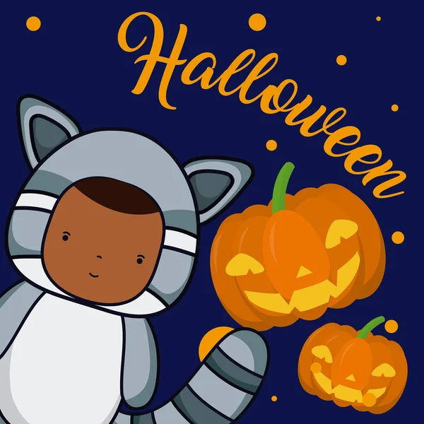 Dibujos animados de Halloween y niños — Vector de stock