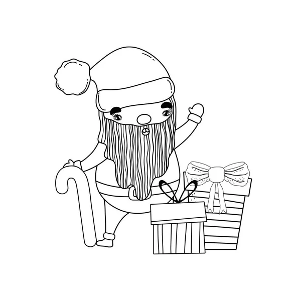 Милый рождественский Санта Клаус с тростью — стоковый вектор
