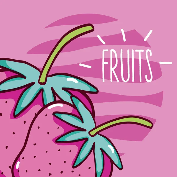 Caricatura de frutas de fresa — Vector de stock