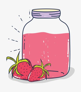 Çilek meyve suyu karikatür