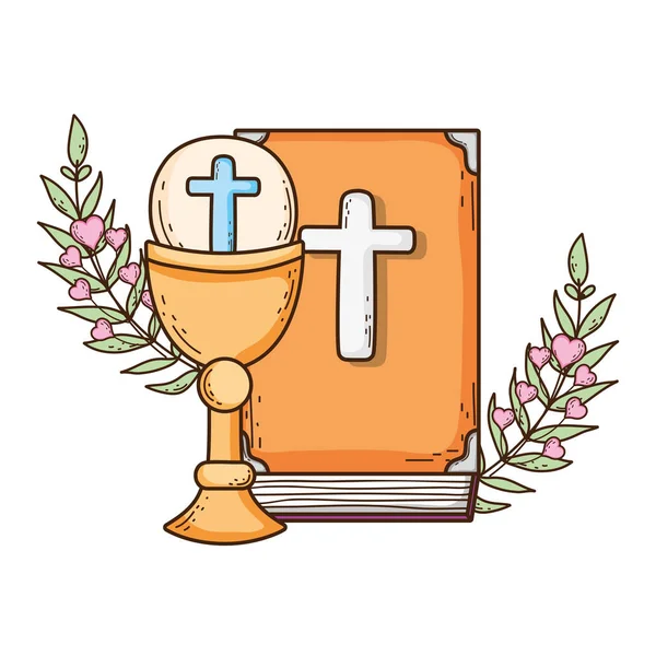 Heiliger Kelch mit heiliger Bibel — Stockvektor