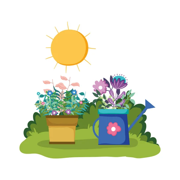 Gartensprenger mit Zimmerpflanze im Park — Stockvektor