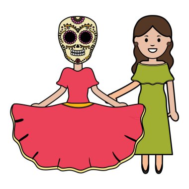 katrina karakterleri ile güzel Meksikalı kadın