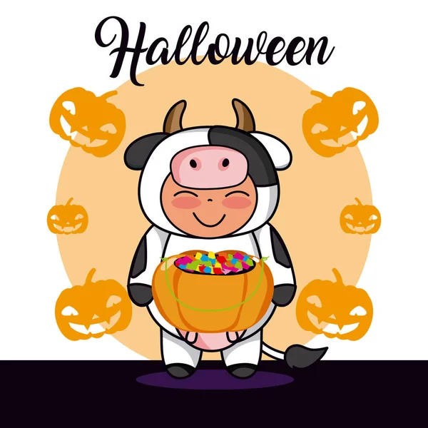 Halloween niño de dibujos animados — Vector de stock