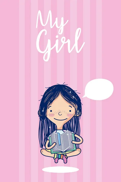 My girl cute cartoon — Stock Vector