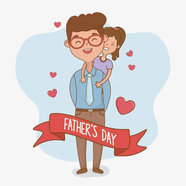 Father and daughter characters card — Stock Vector