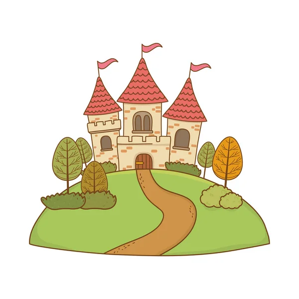 Castillo de cuento de hadas en la escena del paisaje — Vector de stock