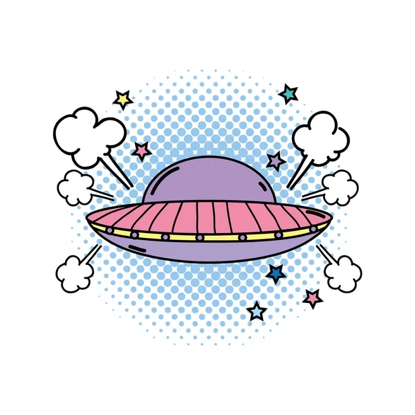 UFO πετάει ποπ τέχνη στυλ — Διανυσματικό Αρχείο