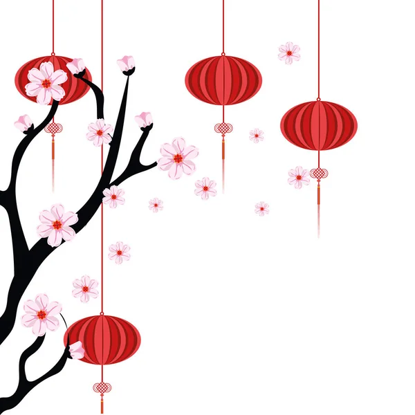 Branche de fleurs de cerisier — Image vectorielle