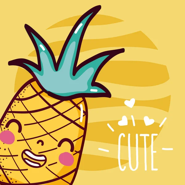 Pineapple cute cartoon — Stock Vector