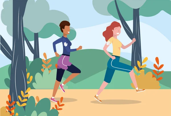 Les femmes pratiquent la course à pied — Image vectorielle