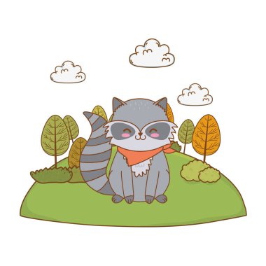 alan ormanlık karakter sevimli rakun