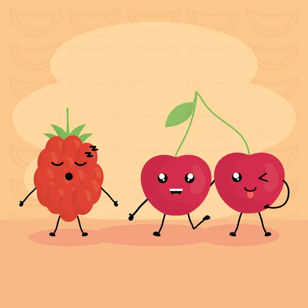 新鲜水果可爱人物 — 图库矢量图片