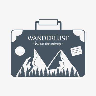 bavul orman sahnesi ile wanderlust etiket
