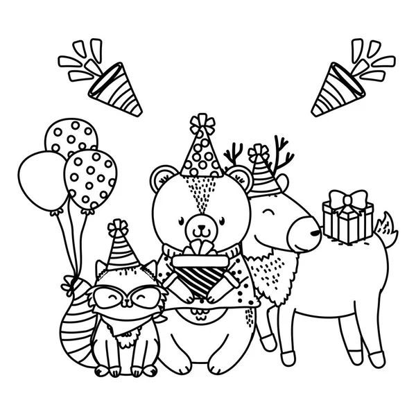 Mignon adorable animaux dessin animé — Image vectorielle