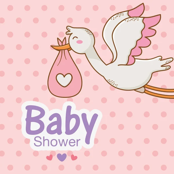 Carte de douche bébé avec cigogne — Image vectorielle